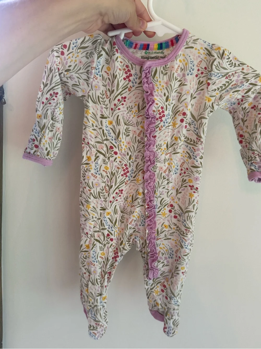 Magnetic Me Floral & Lemon Print Kids Pajama Footies - Yellow, Pink, Green